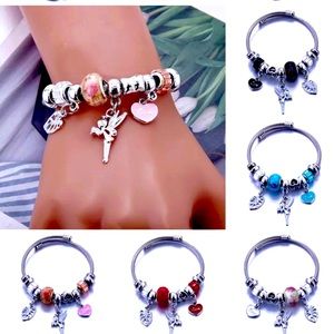 New Silver Plated Wrap Charm Bracelet